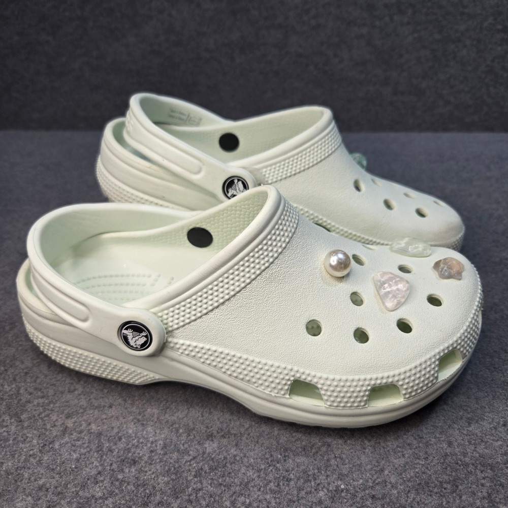Crocs Classic Clogs Mint Green M5 W7 Slip On Shoes with Jibbitz Charms 10001